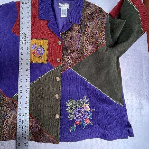 Koret Womens Patchwork Jacket XL Multicolor Floral Paisley Embroidered Button Up - Picture 10 of 10